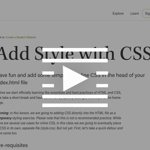 Small Image for Student Site Add Style with CSS Video