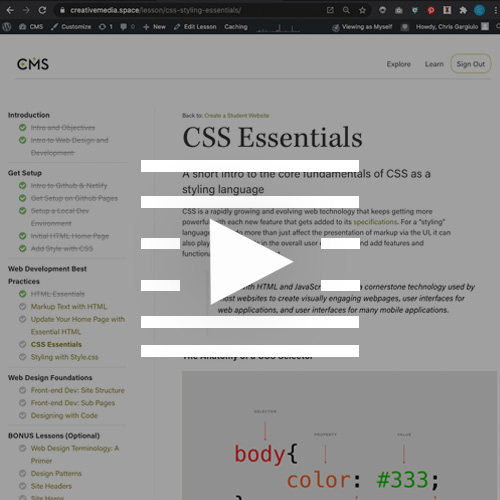 Small Image for Student Site CSS Essentials Video