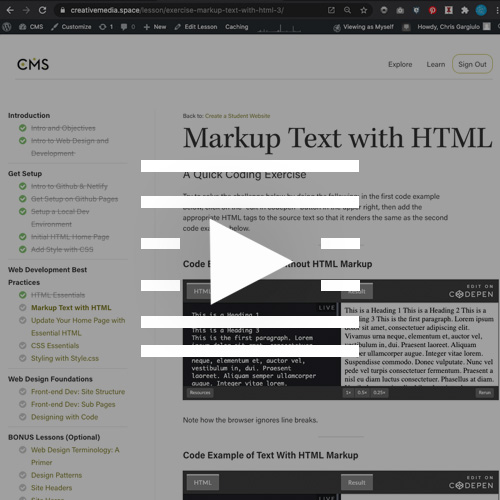 Small Image for Student Site Markup Text with HTML Video