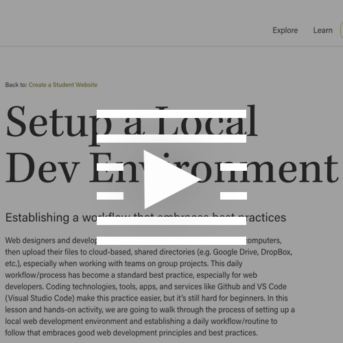 Small Image for Student Site Setup Local Dev Environment Video