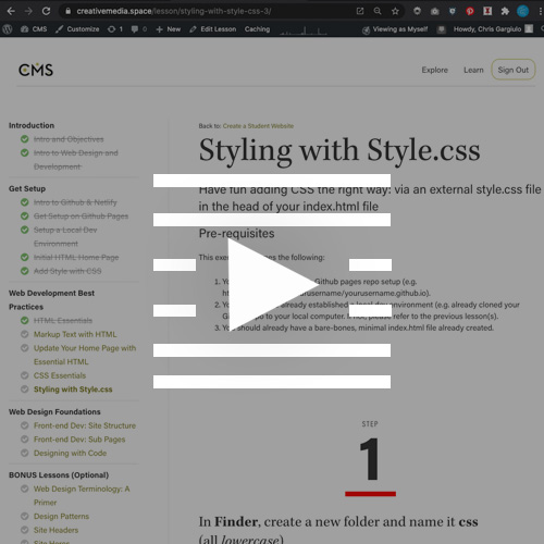 Small Image for Student Site Styling with Style.css Video