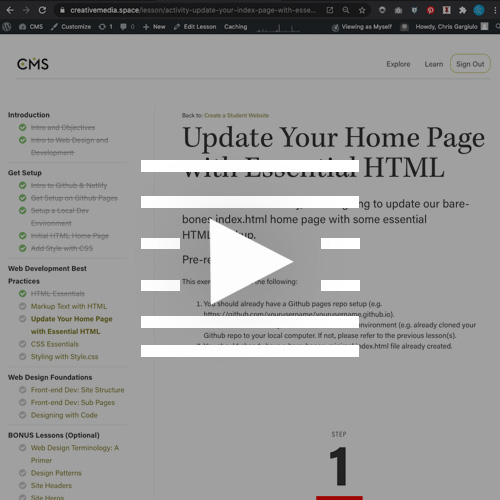 Small Image for Student Site Update Your Home Page with Essential HTML Video